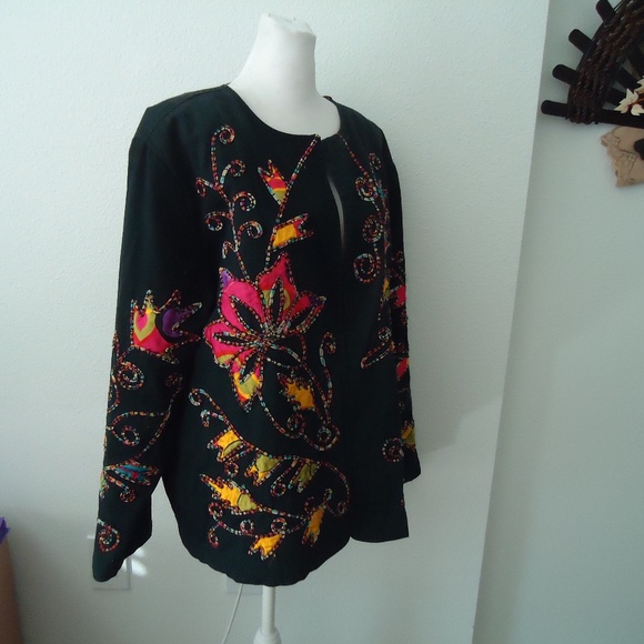 DRAPERS&DAMONS Women's Open Front Blazer 100% Cotton Size-1X - Picture 3 of 13